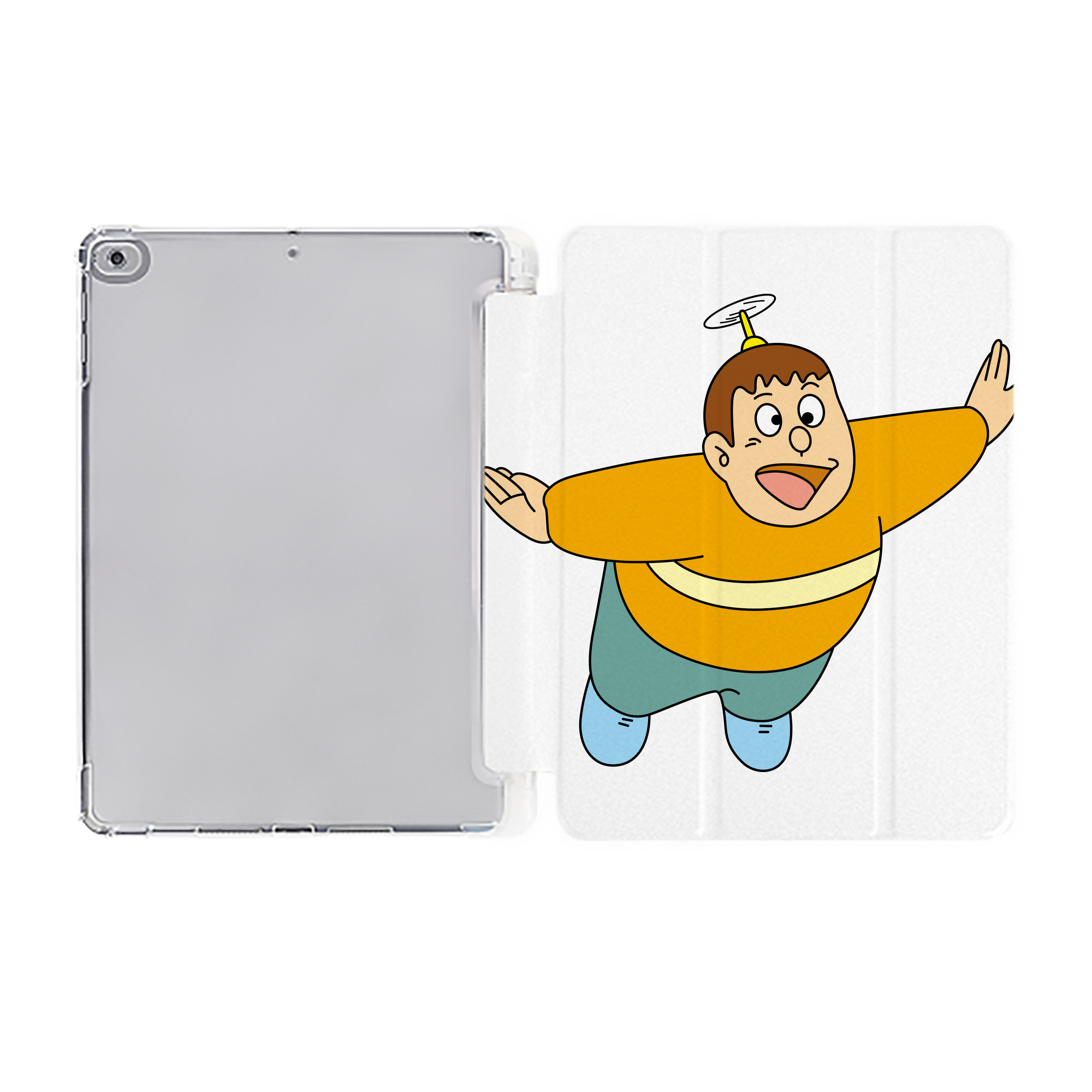 （画像用） ドラえもん 剛田武 Doraemon Gouta Takeshi IPad ケース ペン収納付き 三つ折りスタンド PUレザー×シリコン 対応機種9.5/10.5/10.9インチ